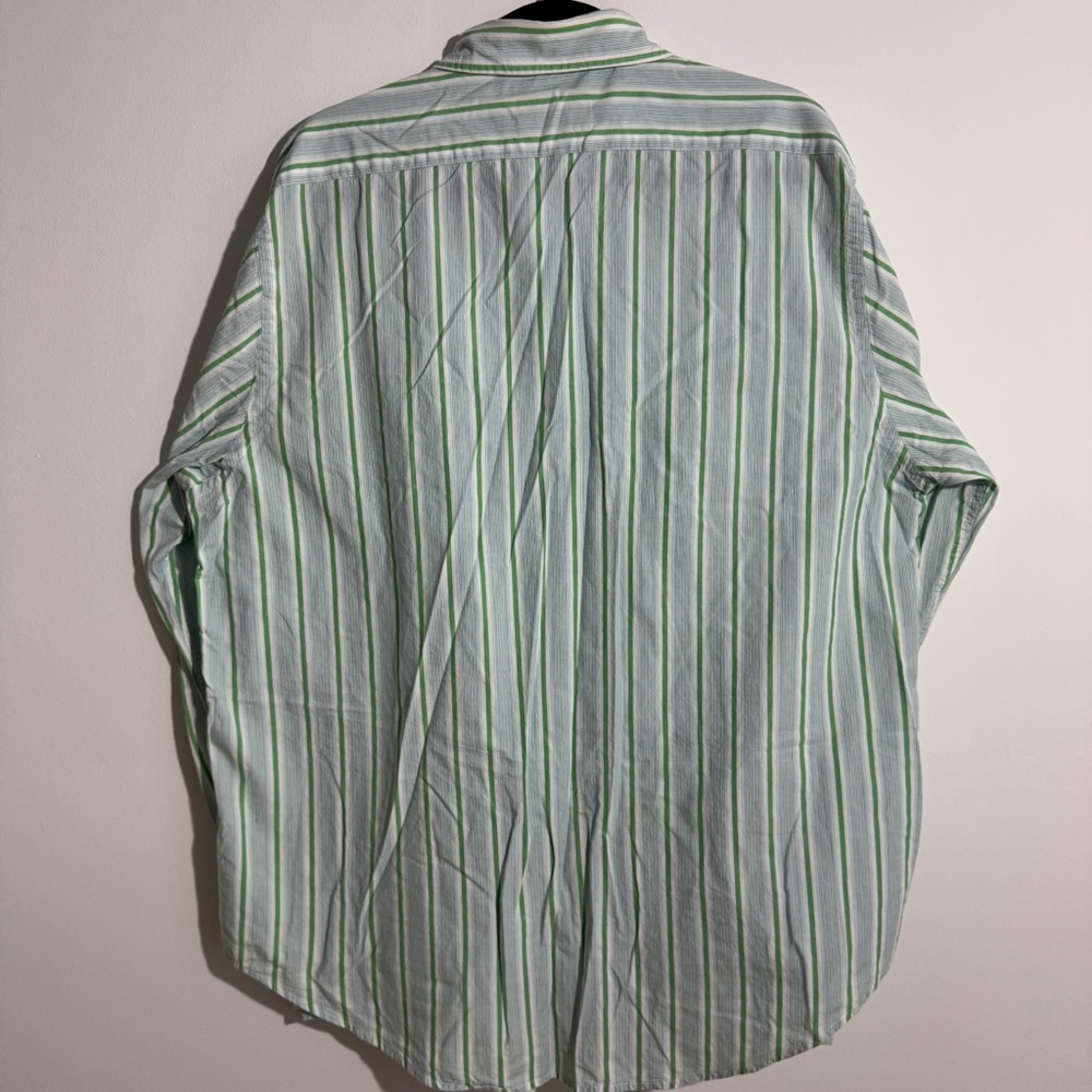 Ralph Lauren Polo Jeans Co Green White Striped Button Up‎ Shirt Size XL - Picture 3 of 10